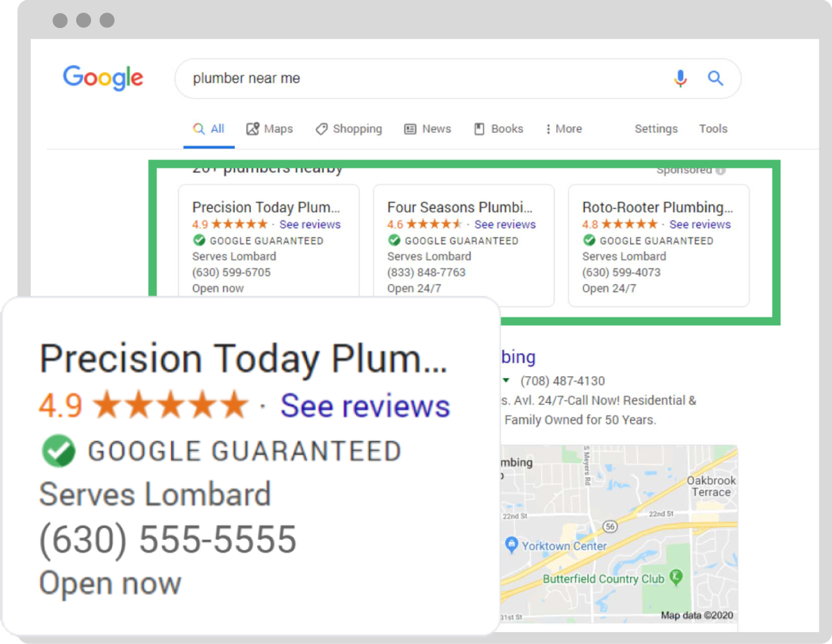 Google Search Results Featuring LSAs