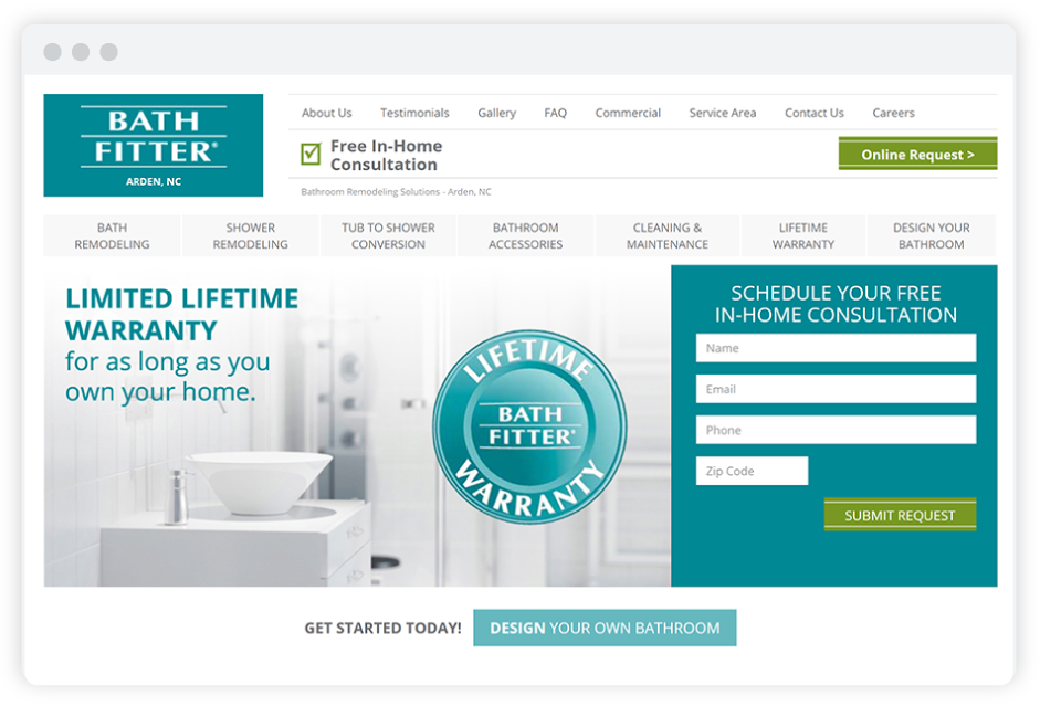 Sample Website: Bath Fitter South